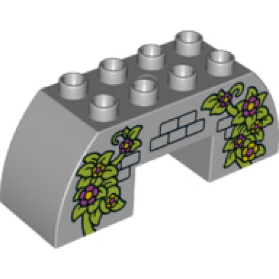 Duplo, Brick 2 x 6 x 2 Curved with 2 x 2 Cutout on Bottom with Vines and Flowers, Bricks Pattern