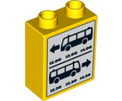Duplo, Brick 1 x 2 x 2 with Bus Schedule Pattern