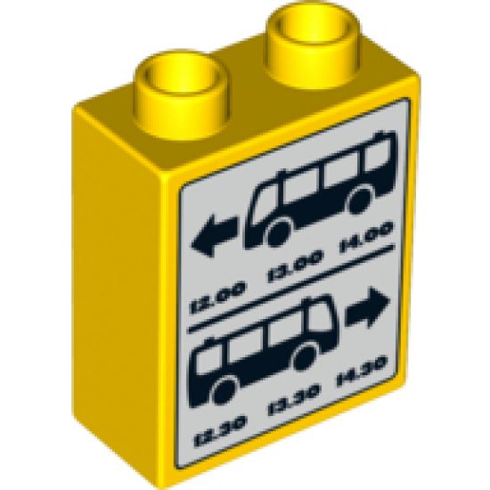 Duplo, Brick 1 x 2 x 2 with Bus Schedule Pattern