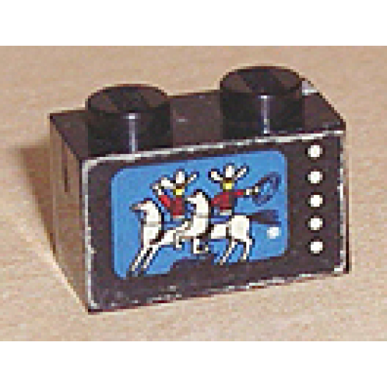 Brick 1 x 2 with Cowboys & Horses on TV Pattern (Sticker) - Sets 376-2 / 560-1