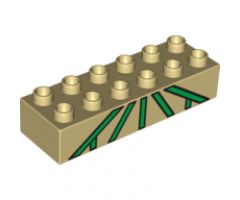Duplo, Brick 2 x 6 with Green Lattice Pattern