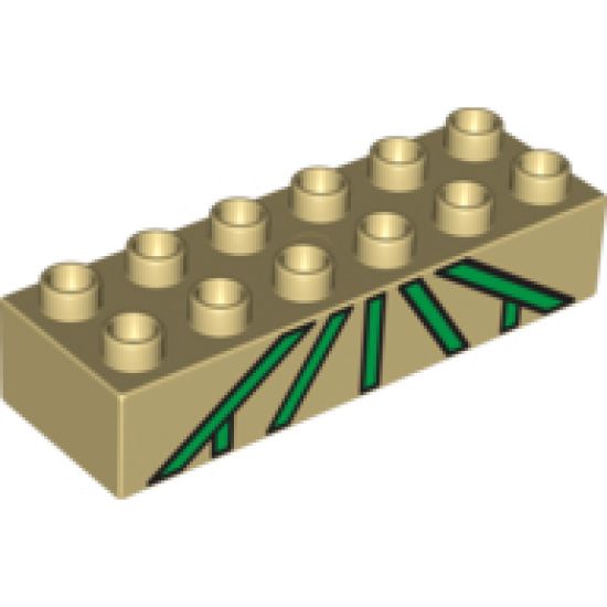 Duplo, Brick 2 x 6 with Green Lattice Pattern
