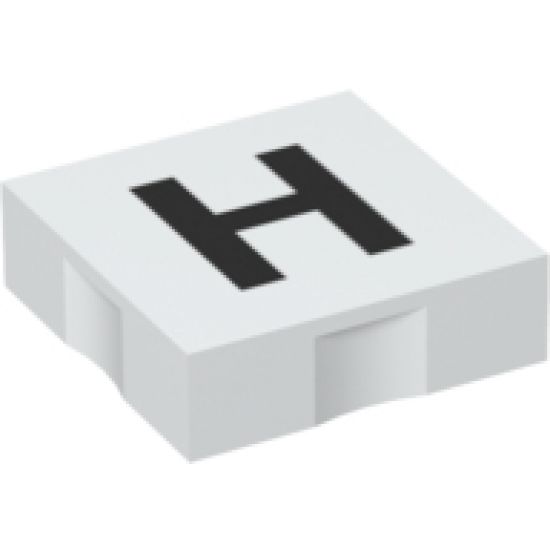Duplo, Tile 2 x 2 with Black Capital Letter H Pattern
