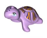 Turtle, Friends / Elves with Medium Azure Eyes, Dark Purple Spots, and Dark Purple and Bright Light Orange Shell Pattern