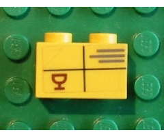 Brick 1 x 2 with Parcel with Fragile Goblet Pattern (Sticker) - Set 2150