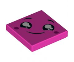 Tile 2 x 2 with Face, Smile, Black Eyes with White Pupils, Raised Eyebrows, Red Cheeks Pattern