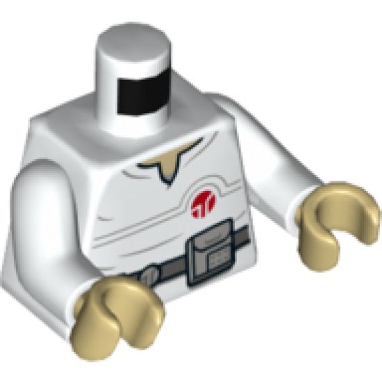 Torso SW Jumpsuit with Dark Bluish Gray Belt and Red Insignia Pattern (Cloud Car Pilot) / White Arms / Tan Hands