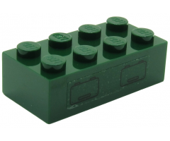 Brick 2 x 4 with 2 Hatches on Transparent Background Pattern (Sticker) - Set 7626