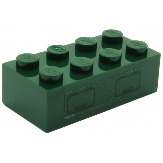 Brick 2 x 4 with 2 Hatches on Transparent Background Pattern (Sticker) - Set 7626