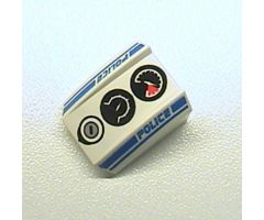 Slope, Curved 2 x 2 Lip with Gauges and Police Blue Line Pattern