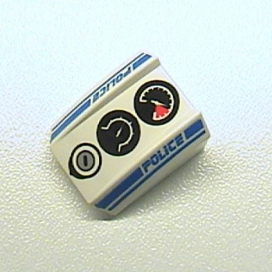 Slope, Curved 2 x 2 Lip with Gauges and Police Blue Line Pattern