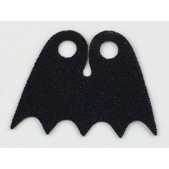 Minifigure, Body Wear Cape Cloth, Short, Scalloped 5 Points (Batman), Tear-Drop Neck Cut - Spongy Stretchable Fabric