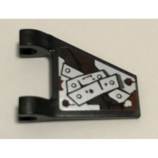 Flag 2 x 2 Trapezoid with Metal Plates with Rivets and Reddish Brown Splatters Pattern Model Right Side (Sticker) - Set 70228