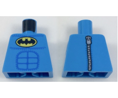 Torso Batman Logo in Yellow Oval Off-center with Blue Stitched Muscle Lines and Zipper on Back Pattern
