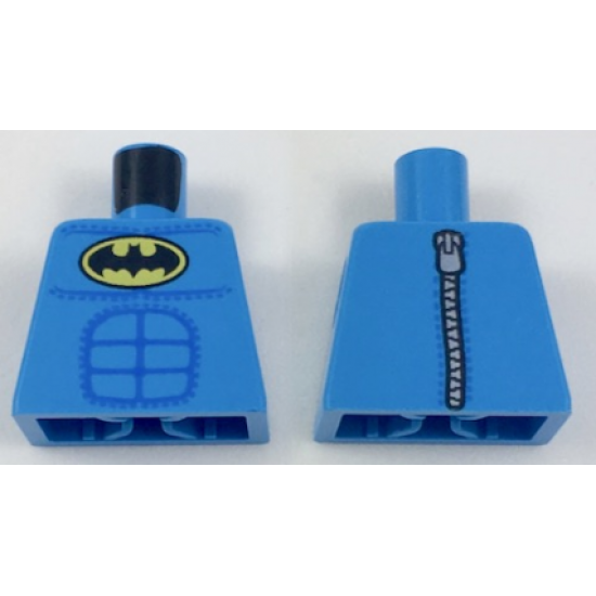 Torso Batman Logo in Yellow Oval Off-center with Blue Stitched Muscle Lines and Zipper on Back Pattern