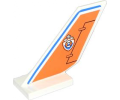 Tail Shuttle with Rudder, Blue Line and Coast Guard Logo on Orange Background Pattern on Both Sides (Stickers) - Set 60015