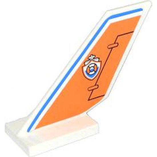 Tail Shuttle with Rudder, Blue Line and Coast Guard Logo on Orange Background Pattern on Both Sides (Stickers) - Set 60015