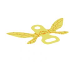 Mini Doll, Body Wear Wings Friends, Bee Shape with Orange Bumblee and Wing Lines over Trans-Yellow Background Pattern