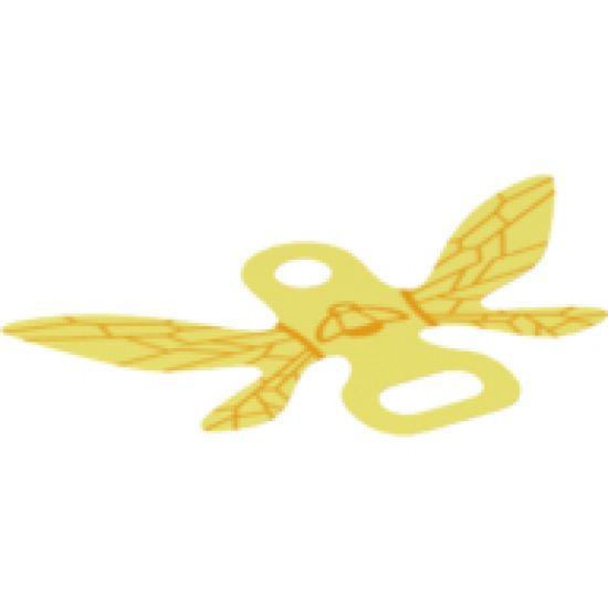 Mini Doll, Body Wear Wings Friends, Bee Shape with Orange Bumblee and Wing Lines over Trans-Yellow Background Pattern
