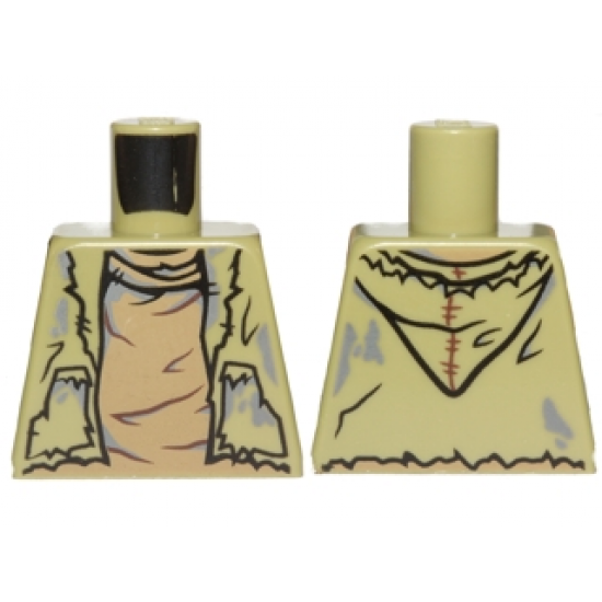 Torso Vest Tattered, Dirty with Hood and Dark Tan Creased Undershirt Pattern