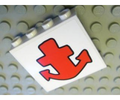 Panel 1 x 4 x 3 - Hollow Studs with Red Anchor Pattern (Sticker) - Set 3832