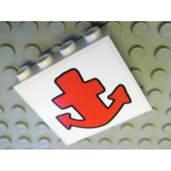Panel 1 x 4 x 3 - Hollow Studs with Red Anchor Pattern (Sticker) - Set 3832