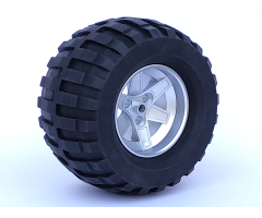 Wheel & Tire Assembly 62mm D. x 46mm Technic Racing Large, with Black Tire Technic Power Puller (22969 / 32298)
