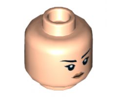 Minifigure, Head Dual Sided Female, Black Eyebrows, Orange Lips / Pilot Breathing Mask Pattern - Hollow Stud