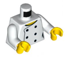 Torso Female Chef with 6 Black Buttons and Yellow Neck, 'LEGO HOUSE Home of the Brick' on Back Pattern / White Arms / Yellow Hands