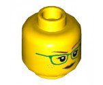 Minifigure, Head Dual Sided Female Green Glasses, Smile / Closed Mouth Pattern - Hollow Stud