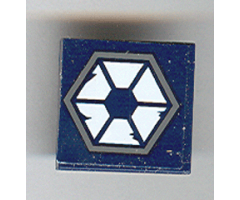 Tile 2 x 2 with Dark Bluish Gray Hexagon, 6 White Trapezoids and 4 Wear Marks Pattern (Sticker) - Sets 7252 / 7283