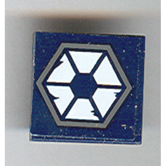 Tile 2 x 2 with Dark Bluish Gray Hexagon, 6 White Trapezoids and 4 Wear Marks Pattern (Sticker) - Sets 7252 / 7283