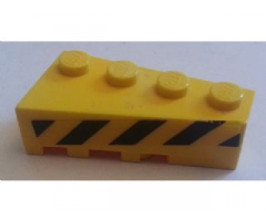 Wedge 4 x 2 Right with Black and Yellow Danger Stripes Pattern (Sticker) - Set 7243