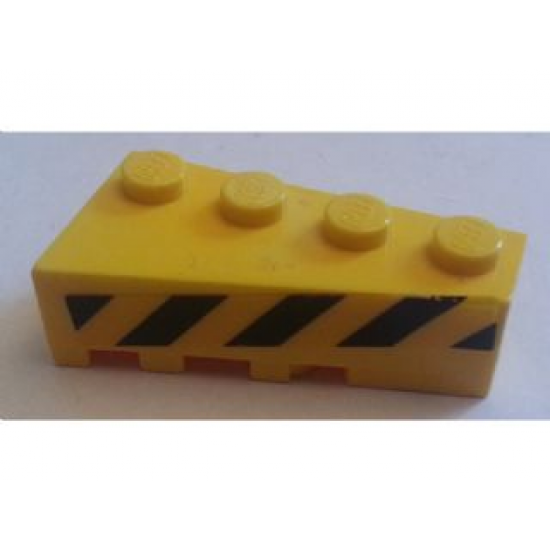Wedge 4 x 2 Right with Black and Yellow Danger Stripes Pattern (Sticker) - Set 7243