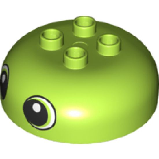 Duplo, Brick Round 4 x 4 Dome Top with 2 x 2 Studs and Two Large Circled Eyes Pattern