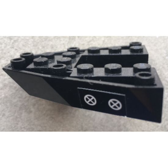 Boat Bow Brick 6 x 6 x 1 with 2 White Bow Thruster Signs Pattern on Both Sides (Stickers) - Set 1660