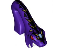 Minifigure, Head, Modified Snake Long Neck with Open Mouth and Black and Gold Scales Pattern (Pythor)