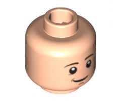 Minifigure, Head Dual Sided Brown Eyebrows, White Pupils, Chin Dimple, Smile / Open Mouth Scared Pattern - Hollow Stud