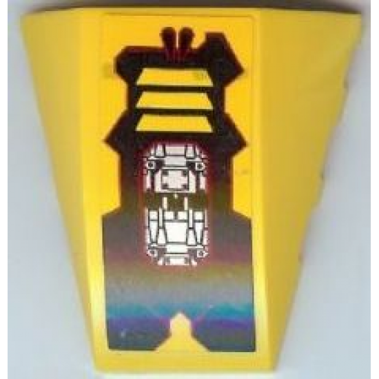 Wedge 4 x 4 No Studs with Yellow Grille and Silver Circuitry Pattern Model Left Side (Sticker) - Set 7721