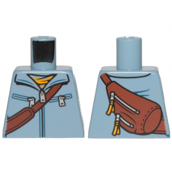 Torso Jacket with Zipper, Diagonal Belt and Bag on Back Pattern