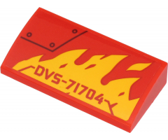 Slope, Curved 2 x 4 x 2/3 with Bottom Tubes with 'DVS-71704', Yellow Flames and Black Line and Circles Pattern Model Left Side (Sticker) - Set 71704