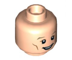 Minifigure, Head Dual Sided Dark Tan Eyebrows, White Pupils, Cheek Lines with Open Mouth Smile / Determined Pattern - Hollow Stud