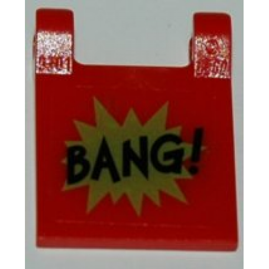 Flag 2 x 2 Square with 'BANG!' Small Font and Lime Starburst Explosion Horizontal Pattern on Both Sides (Stickers) - Set 7888
