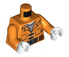 Torso Batman Prisoner Jumpsuit with Belt and Pockets and 'INMATE 109370' on Reverse Pattern / Orange Arms / White Hands
