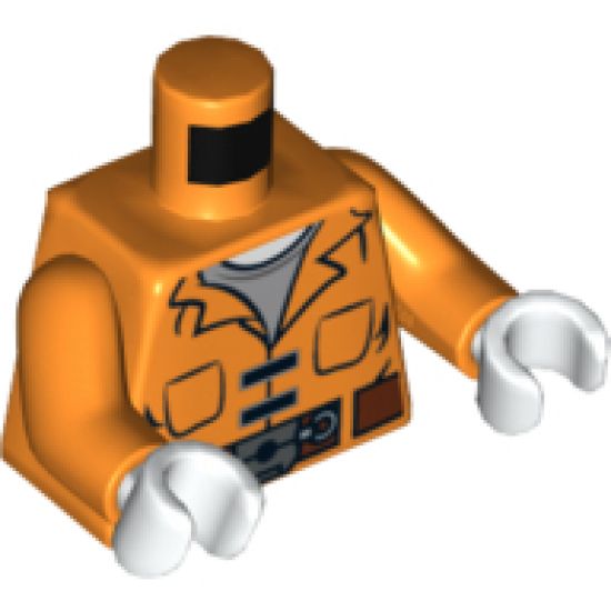 Torso Batman Prisoner Jumpsuit with Belt and Pockets and 'INMATE 109370' on Reverse Pattern / Orange Arms / White Hands