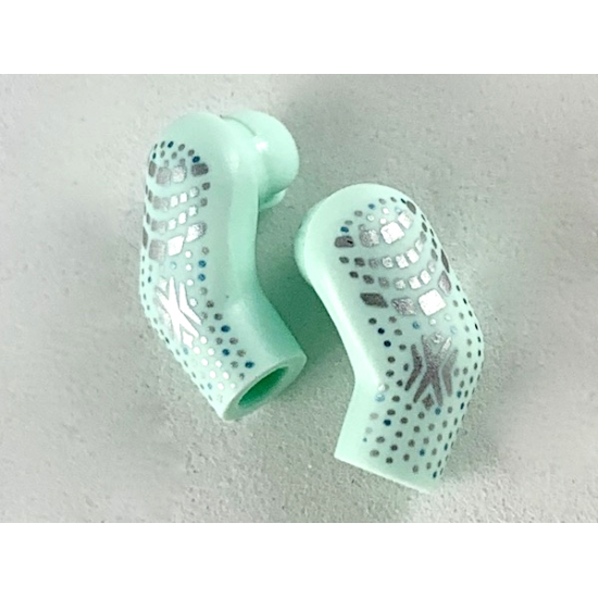 Arm, (Matching Left and Right) Pair with Silver and Metallic Blue Spots Pattern