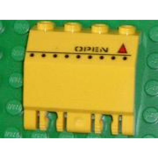 Panel 2 x 4 x 3 1/3 with Double Locking 2 Fingers Hinge with 'OPEN' and Red Warning Triangle Pattern (Sticker) - Sets 7774 / 7775