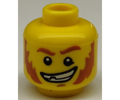 Minifigure, Head Red Eyebrows and Sideburns, Broken Tooth, Determined Grin, Pupils Pattern - Blocked Open Stud