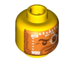 Minifigure, Head Dual Sided Beard Stubble, Orange Head-Up Display (HUD) / Helmet Scope Pattern - Blocked Open Stud