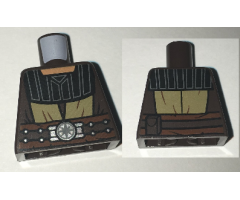 Torso SW Jedi Robe, Belt with Silver Buckle, Black Collar Pattern (Quinlan Vos)